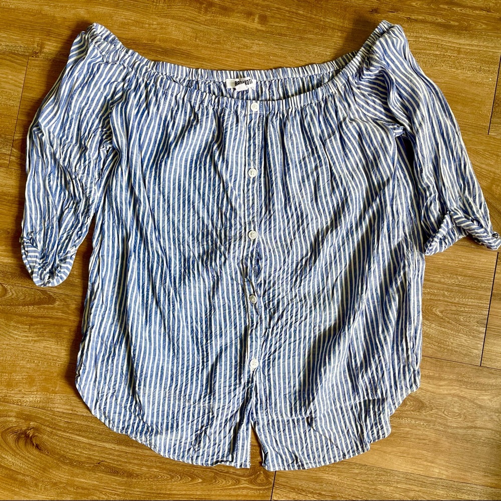 Off-shoulder Striped Top